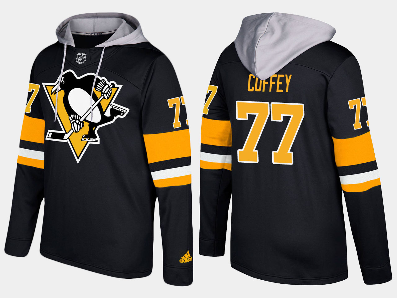 Men NHL Pittsburgh penguins retired 77 paul coffey black hoodie